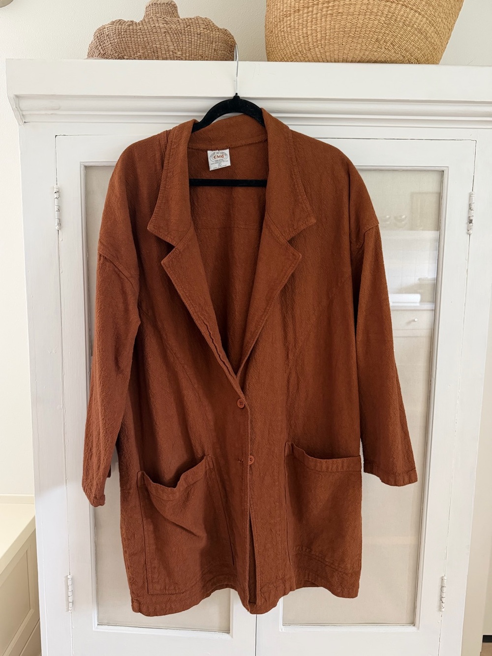vintage long rust brown cotton jacket